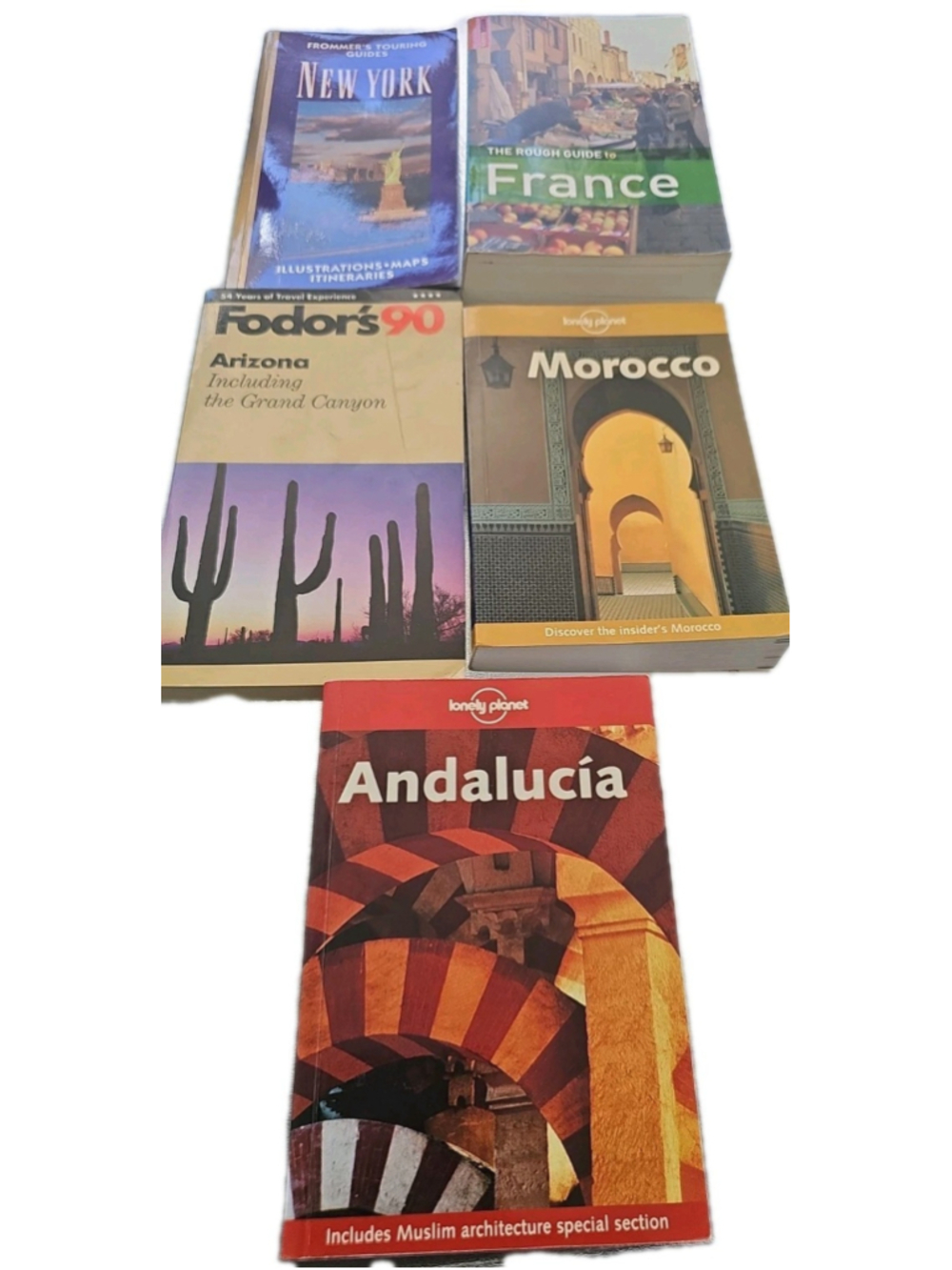 Lot of 5 Travel Guidebooks New York France Morocco Andalucia Arizona Fodor’s
